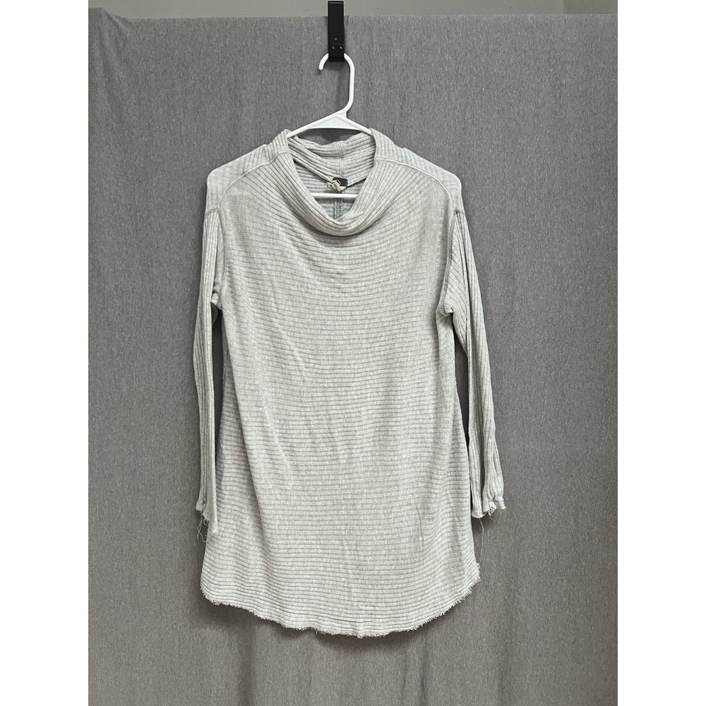 Free People We The Free Lover Top Sz M Ribbed Split Back Oversized Mock Neck